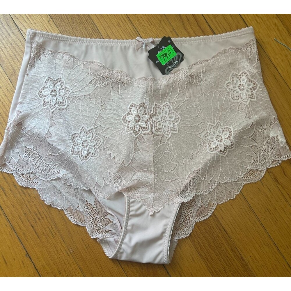 Womens 2XL Dusty Pink Lace Briefs High Waisted Seamless Scalloped Panties Comfy